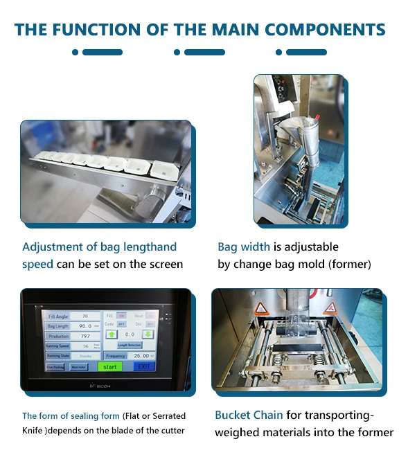 Semi-Automatic Bucket Chain Packing Seeds Beans Snacks Peanut Nuts Food Nitrogen Potato Chips Multi-function Packaging Machines