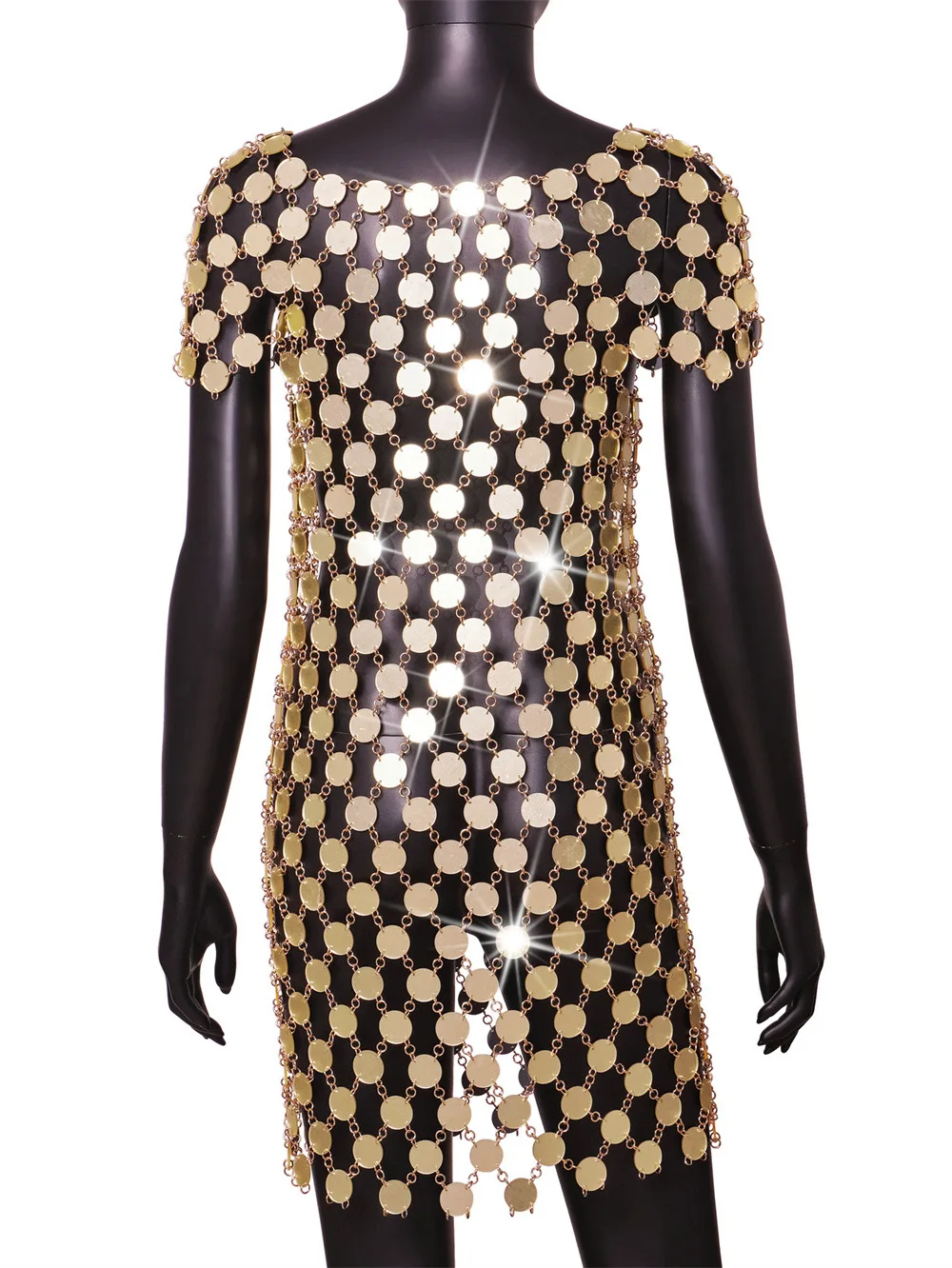 Shop Our Trending Party Dress - Gold Acrylic Mini Dress