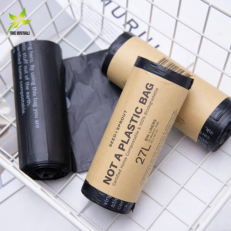 Reach/PPWR Past Compostable Kitchen Trash Garbage Bags Strong Thick Hotel Kitchen Waste Plastic Bags Biodegradable Bin Liner