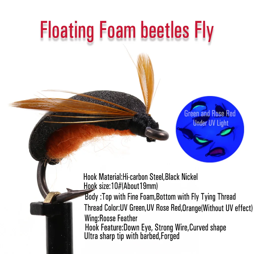 FISHIN ADDICT Black Beetle Fly – Handmade Floating Trout/Chub/Carp Pattern – 30mm