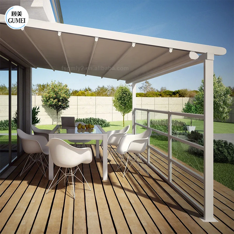 PVC Folding Pergola Retractable Awning Outdoor Roof Pergola With  Retractable Canopy for Restaurant - Main Image