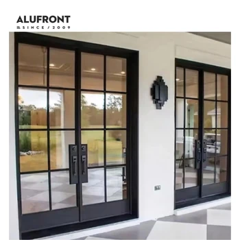 Alufront NFRC Extremely Narrow 2 Pane with Slim Edge Frame Glass Door Slim Aluminum Partition Slimline Hinged Doors Pivot Doors