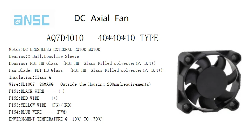 High quality mini AQ7D4010 4cm 40x40x10 DC Brushless Axial flow Fan