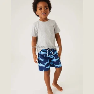 MLY Wholesale Summer Baby Boys Swim Shorts Happy Face Board Swim Trunks With Print Pattern Bikini Style Set for Children