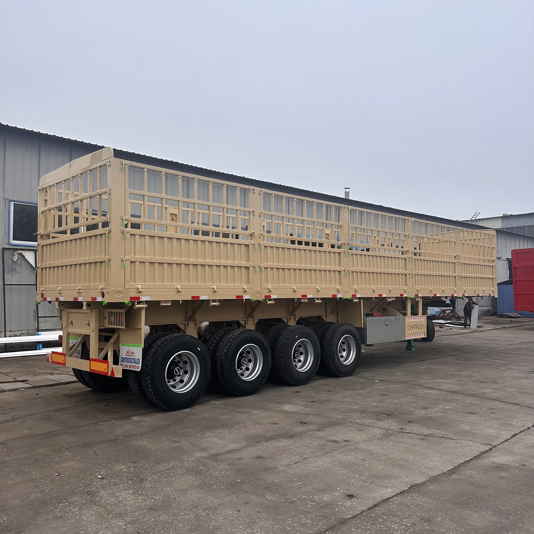 Fence Cargo Semi Truck Side Wall Trailer 3 Axles 40ft 12m 50ton Semi-trailer Cargo Truck Trailer