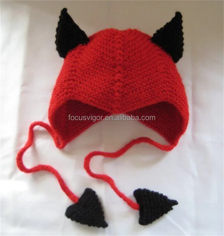 knitted devil hat