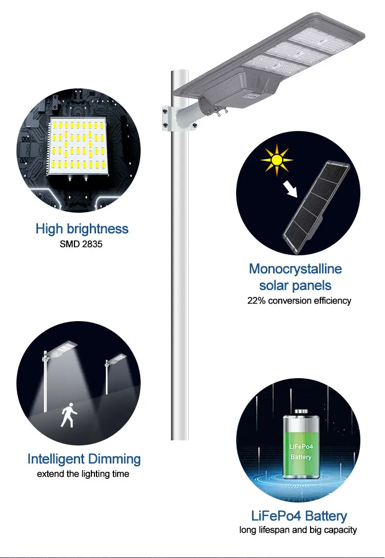300W Integrated Solar Street Light IP65 Waterproof Aluminum Body
