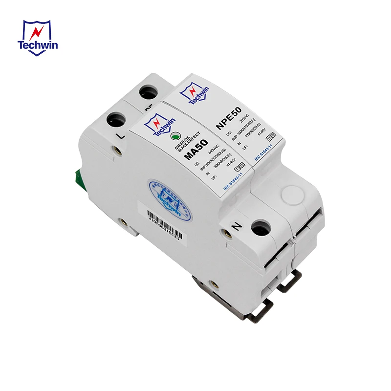 Techwin Iimp 50ka薄型开关式spd 1 2型 B C级雷电浪涌保护器 Buy 开关型spd 薄电涌保护器 雷击浪涌保护器product On Alibaba Com