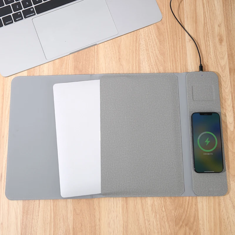 Work Office PU Leather Tablet Case Mouse Pad Folding Computer Protective Bag Wireless Charging Laptop Sleeve Cover