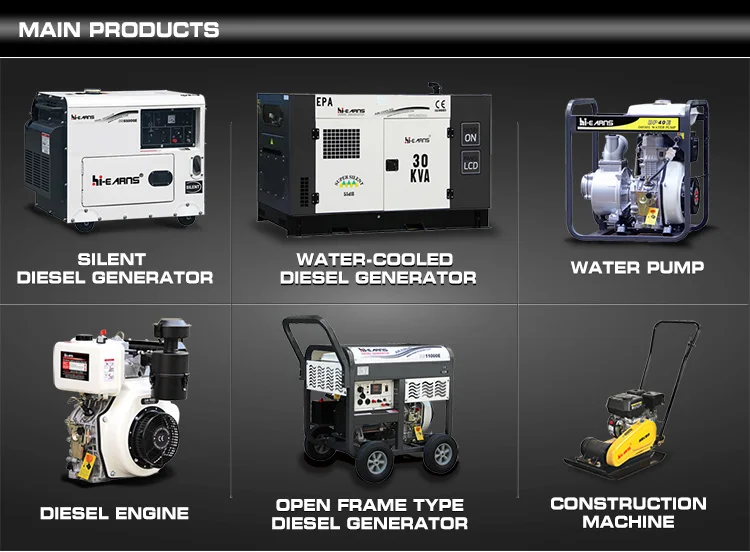 Hiearns  Water Cooled Silent diesel Generator, Six Cylinder Water-cooled diesel Engine Factory Power Supply