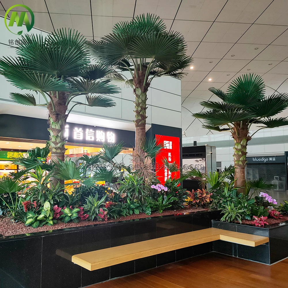 Artificial Washington Fan Palm Tree UV Proof Fiberglass Plam Tree Outdoor Artificial Palm Tree Factory Price