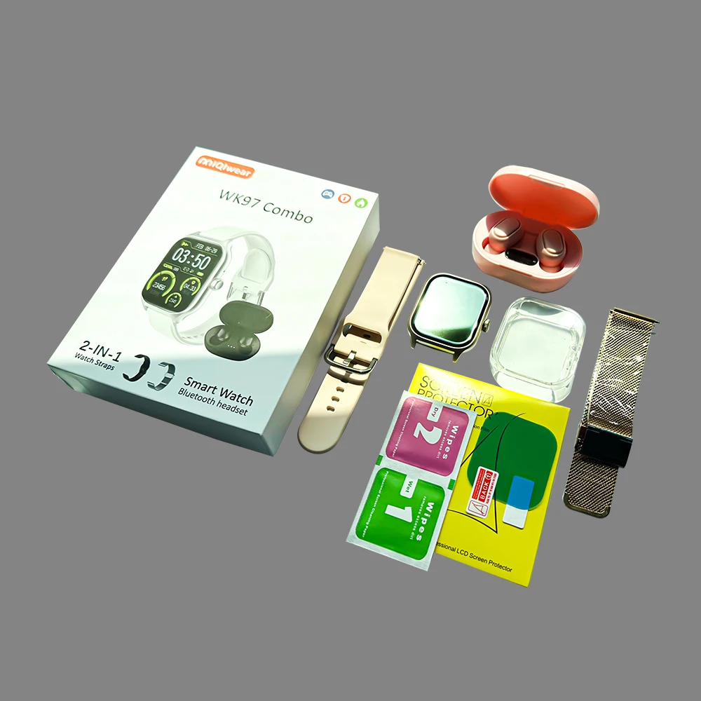 Latest Design WK97 Combo Smart Watch Build a Funny Game Wristband Full Touch Screen TWS Headset WK97 Watch for Men and Women