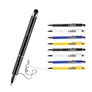 Promotional Plastic Ballpoint Pen With 2-1 Stylus Screen Touch Custom Logo Printing Brand Manufacturers Ball Pens Stationery