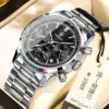 921 Silver Case Black Face Steel Strap