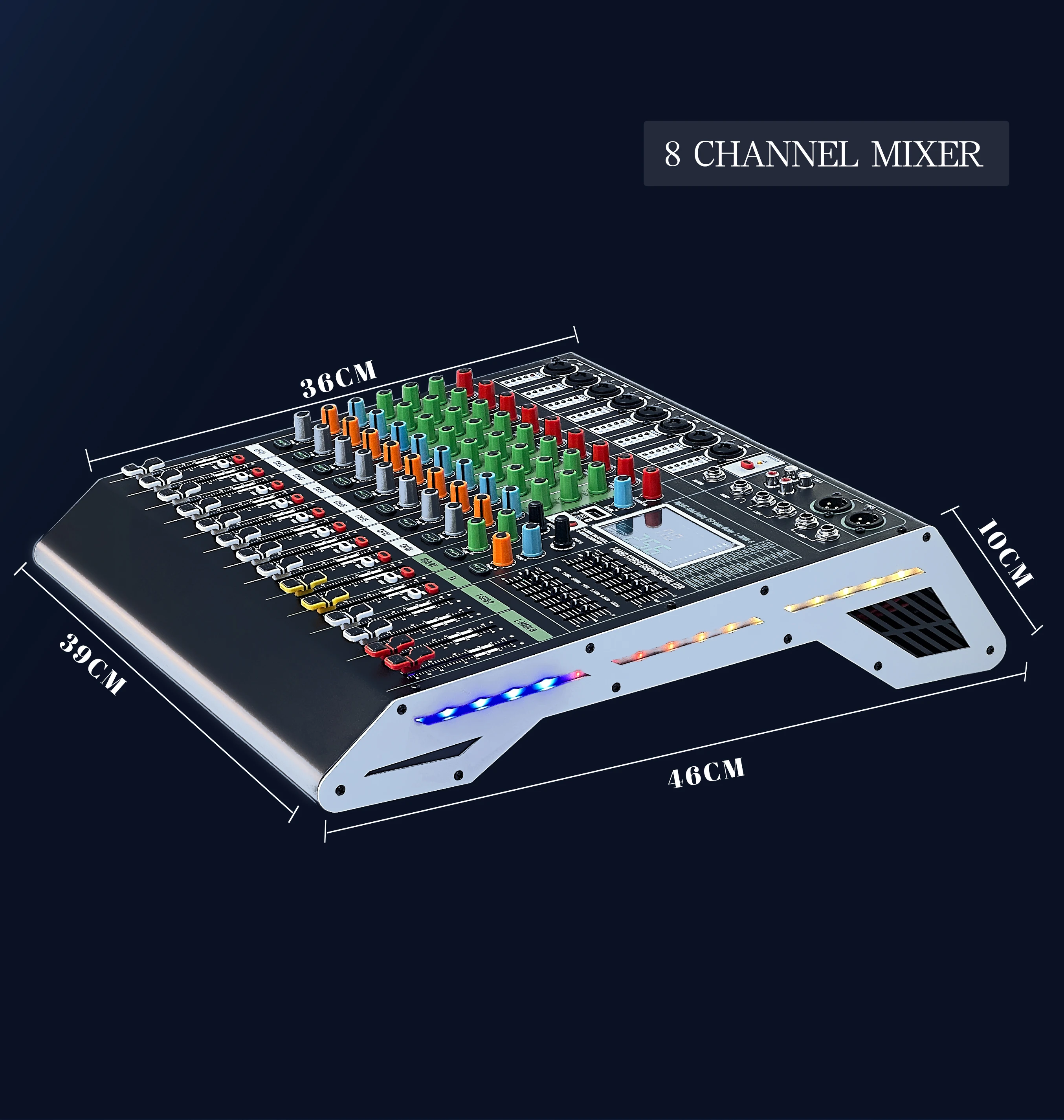GAX-DX8 Mixer - 256 DSP Effects, 8 Channels, Dual LED Lights