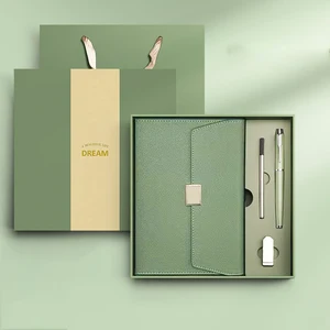 Custom A5 Notebook Set PU Leather Hardcover with Magnetic Thread Sewing 100-Page Loose-Leaf Business Journal Pen Diary Gift Box