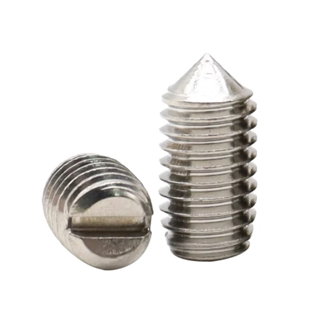 M1.2 M1.6 M2 M2.5 M3 M3.5 M4 M5 Stainless steel grub screw Slotted Set Screws With Cone Point ISO 7374