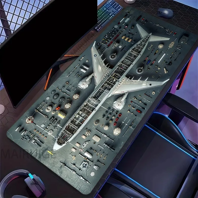 Airplane Components Retro Stylish Cool PC Gaming Mouse Pads Gamer Mats Teclado Pad Mat Laptop Office Carpet 900X400