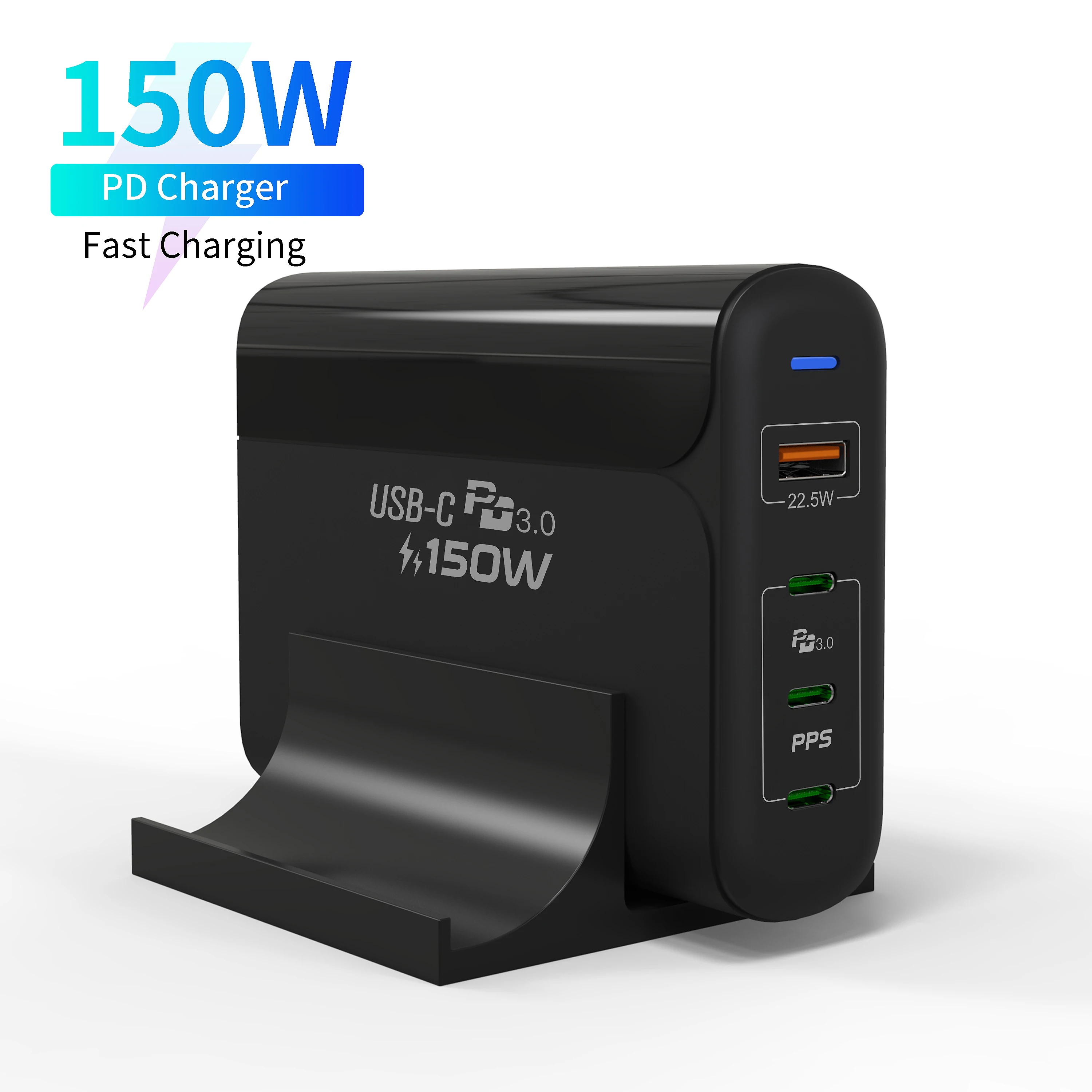 2021 Newest Universal 4 Ports GaN 3C1A 150W 65W PD QC Multi Port USB Smart Charger Type C PPS PD Charger US Plug Gallium Nitride