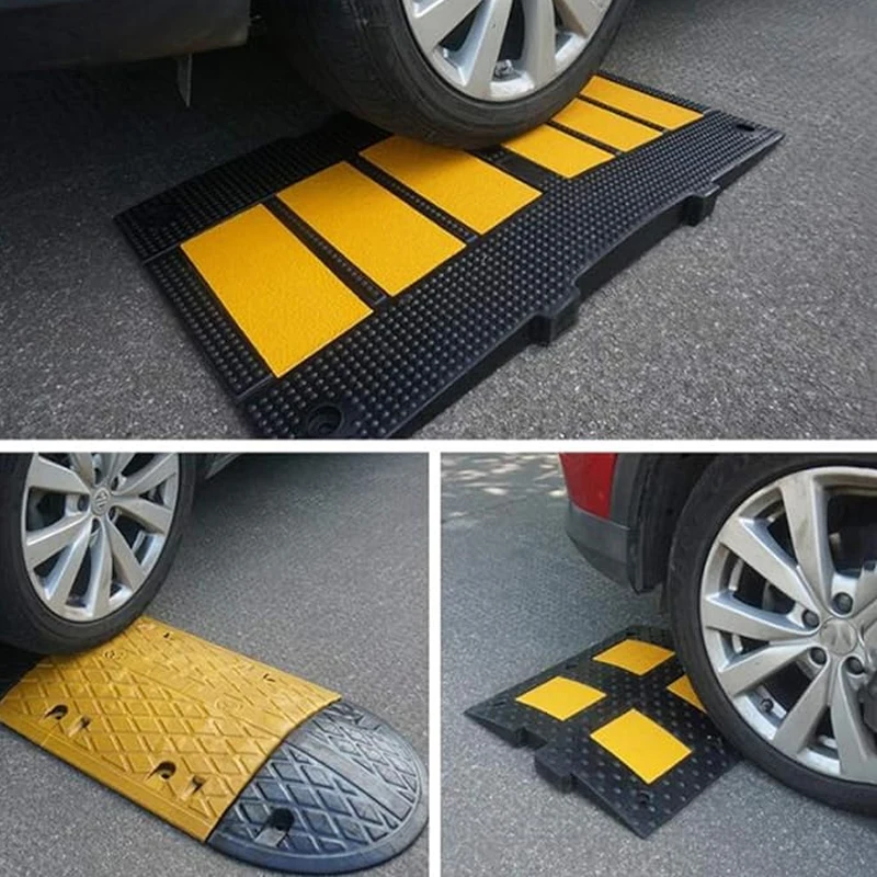 Heavy-Duty 500*600*50MM Speed Bump Rubber for Roadway Traffic Safety supplier