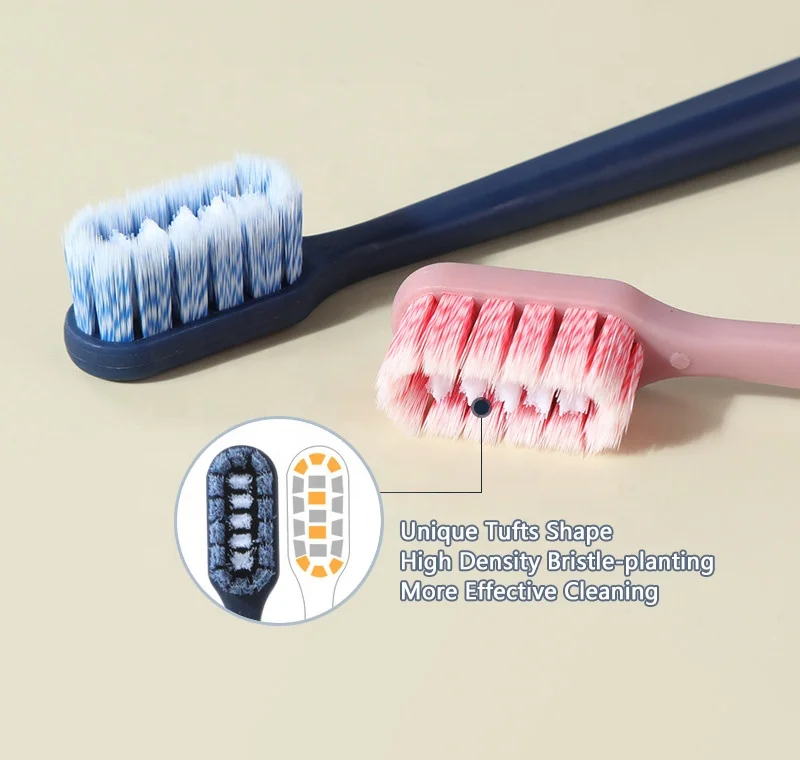 New Style High Density Big Hair Tufts Toothbrush with Soft Spiral Bristles and Medium