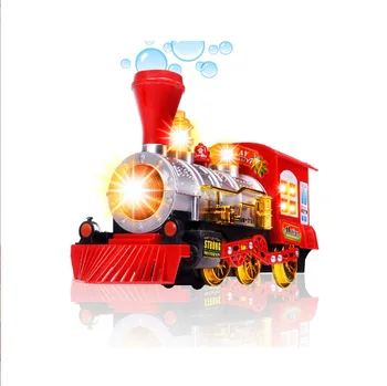 E46 Children's New Electric Universal Bubble Blowing Train Toy with Sound Light Music-Automatic Party Novelties