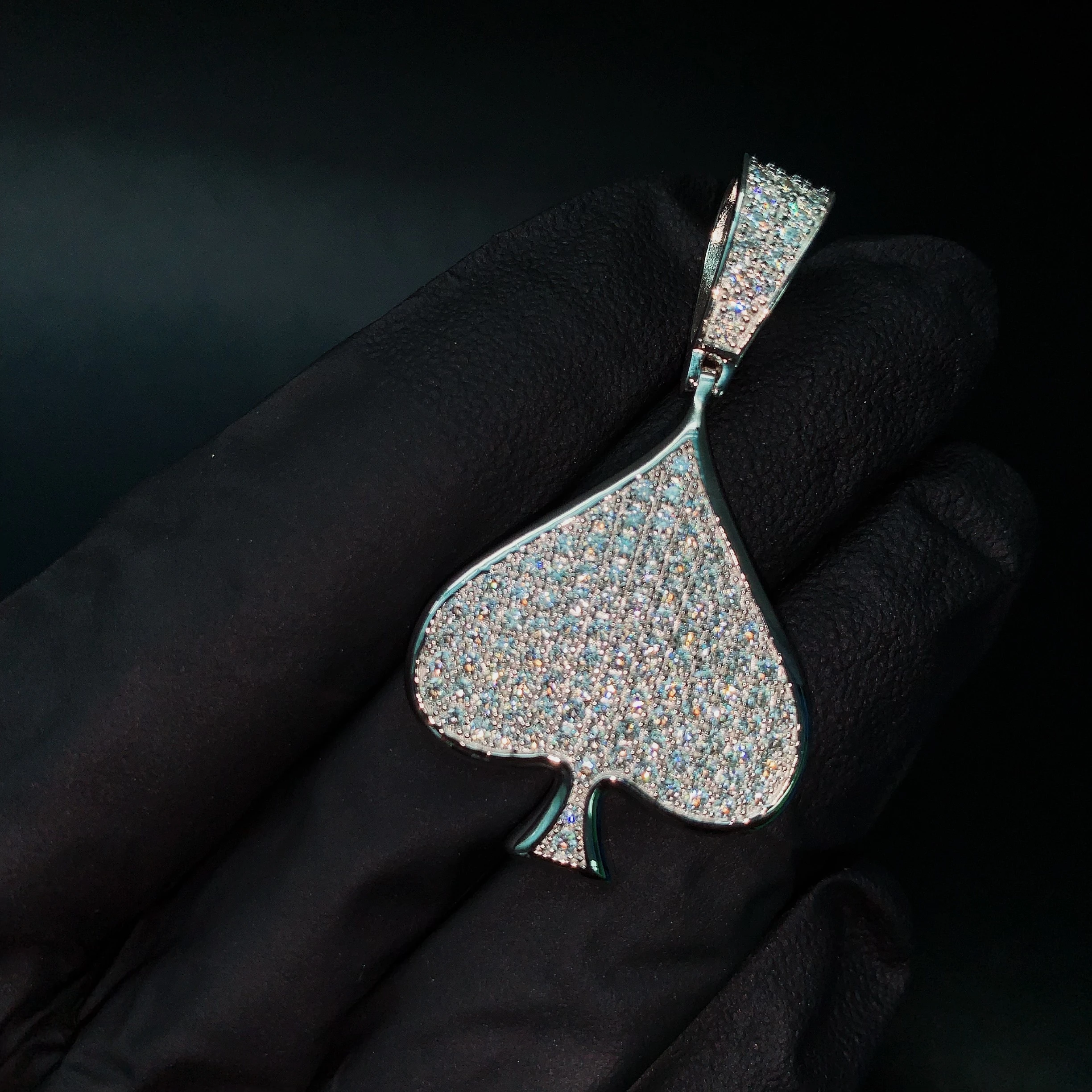 Fortune Lucky Charm Spade Pendant - Iced Out Jewelry