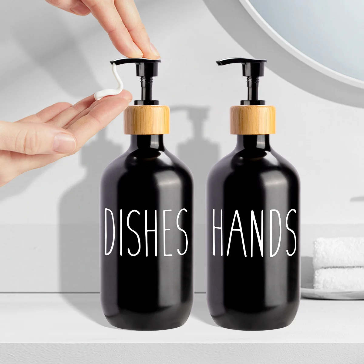 Custom Luxury Matte Black Frosted PET Plastic Pump Bottle Shampoo Bottle Cosmetic Packaging