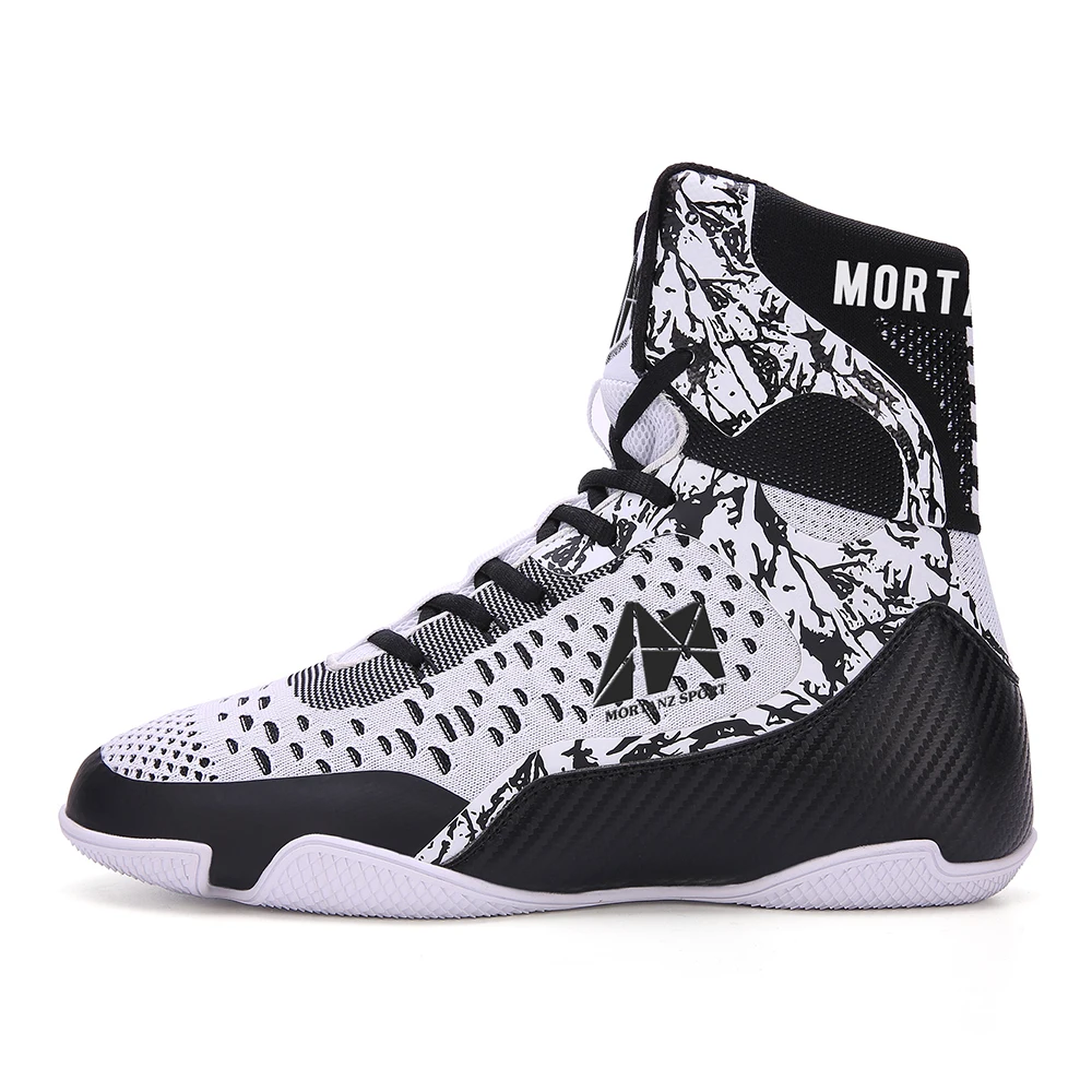 Модные Мужские боксерские ботинки высокого качества для фитнеса удобные прочные борьбы дышащие вязаные с высоким