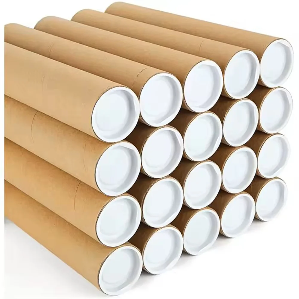 Factory Customized Size Plastic Cover Poster Canvas Wallpaper Kraft Paper Mailing Tube Packaging Paper Tube