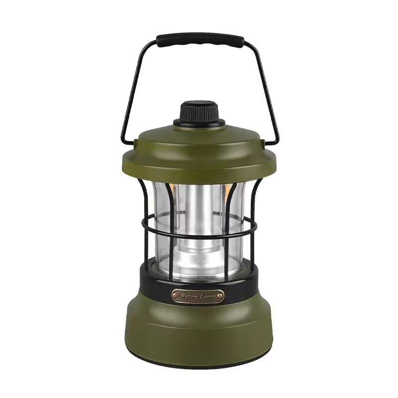 Retro USB-C Camping Lantern Power Bank Emergency Light Battery Indication Flashlight Portable Vintage  LED Warm Dim Tent Lamp