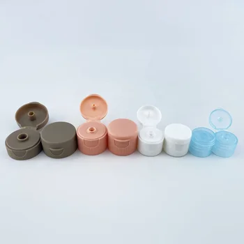 China Old Factory 18mm 20mm 24mm 28mm Ribbed Flip Cap Shower Gel Shampoo Bottle Cover PP Plastic Snap Top Caps