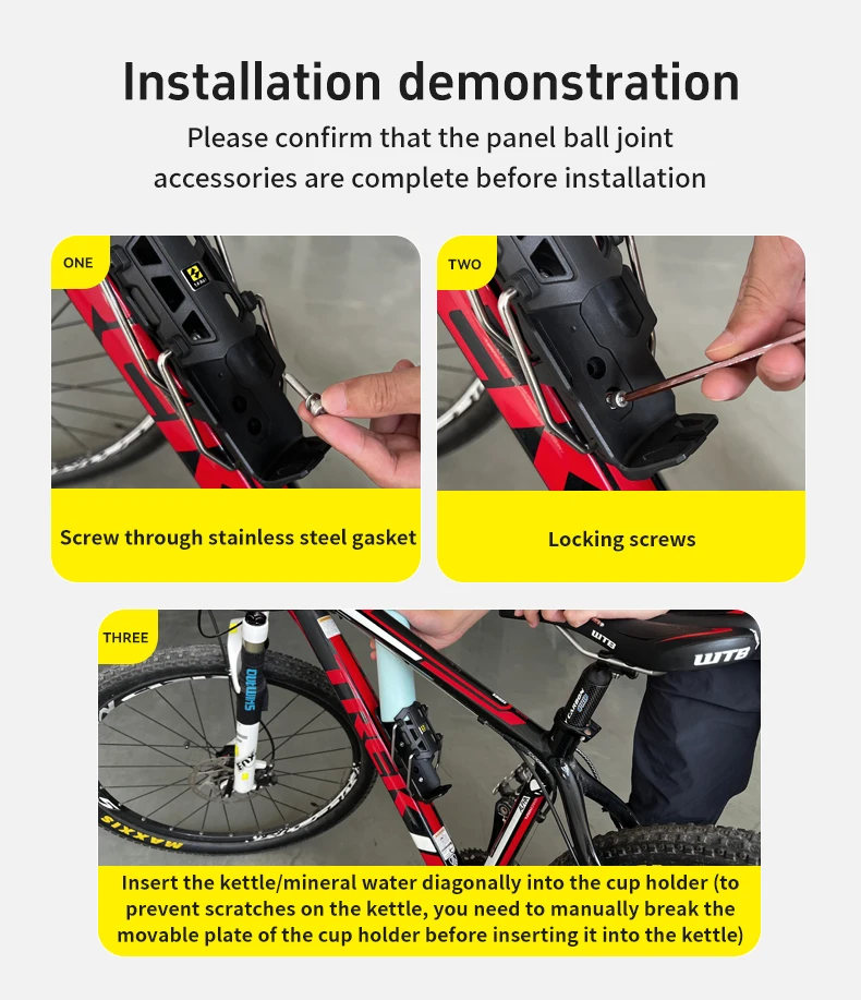 product smnu aluminum bike cup holder universal one hand operation 360 rotation collapsible lightweight durable bottle mount bicycle-11