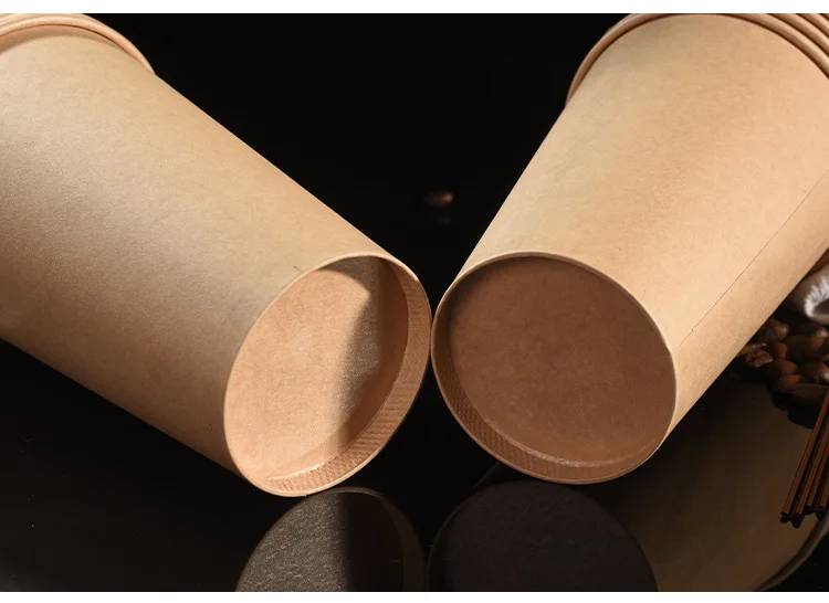 100% Food Grade Kraft Paper Coffer Cup Disposable Single Wall Paper Cup With PS Lid for Tea Hot Drinks manufacture