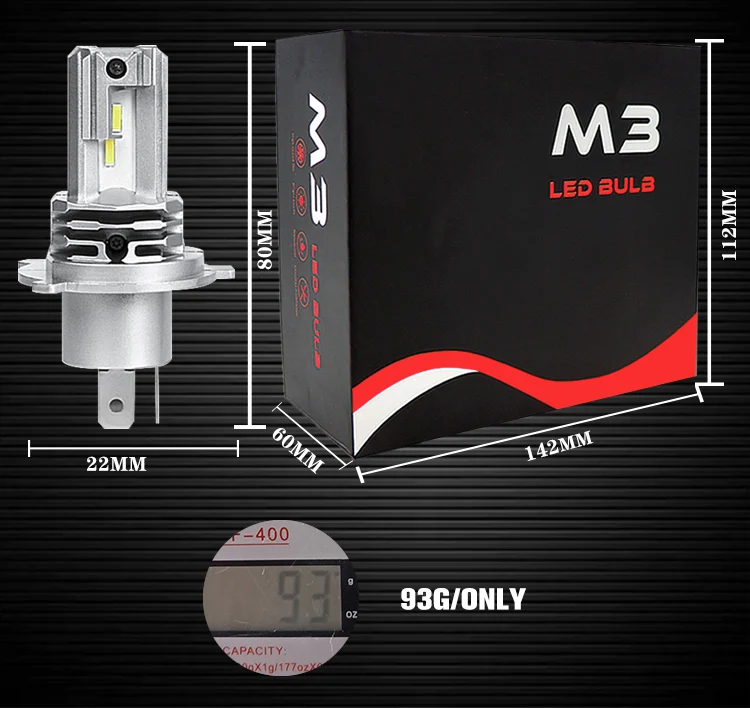 m3 fanless led headlight 50w led