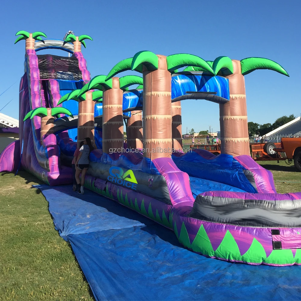 Commercial Palm Tree Slip And Slide Inflatable Water Slides For Adults