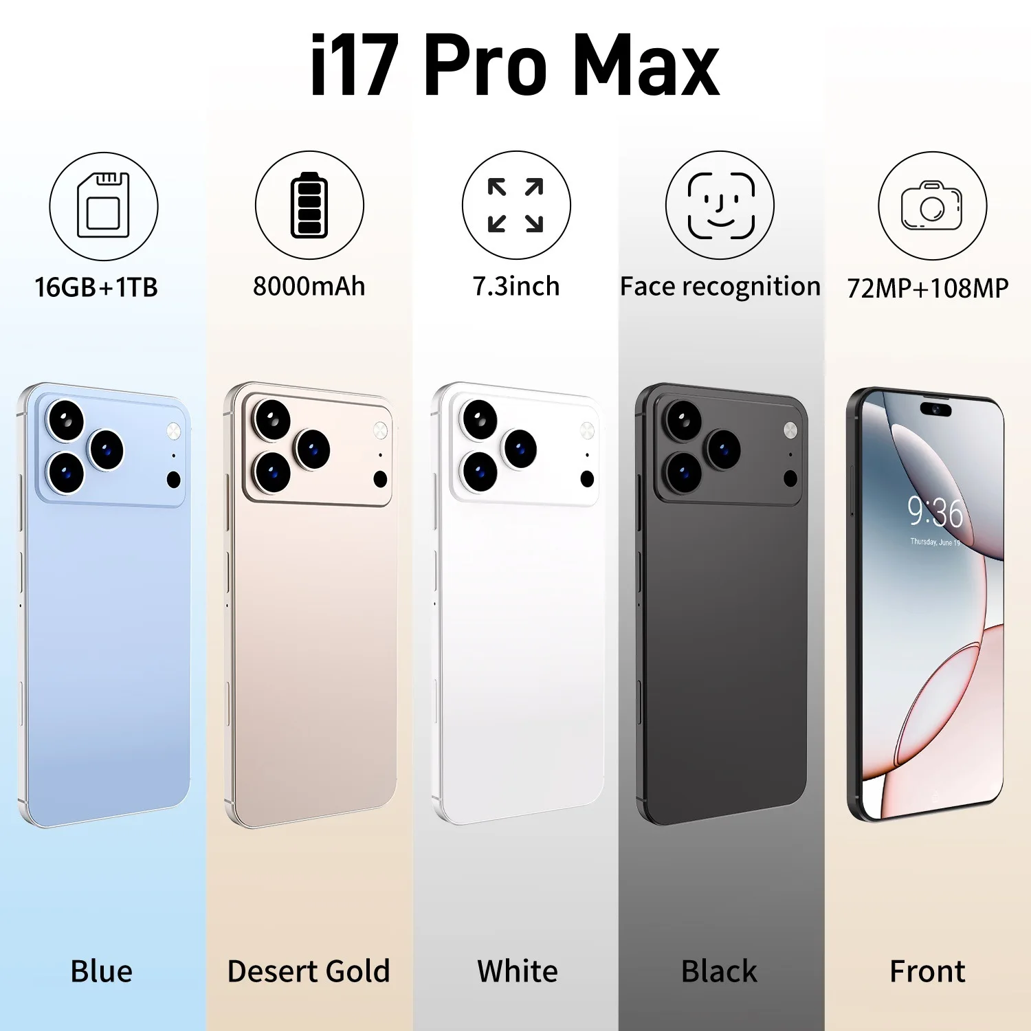 2025 New I17 Pro Max Smartphone: 108MP Camera, 3+64GB, 120Hz OLED 