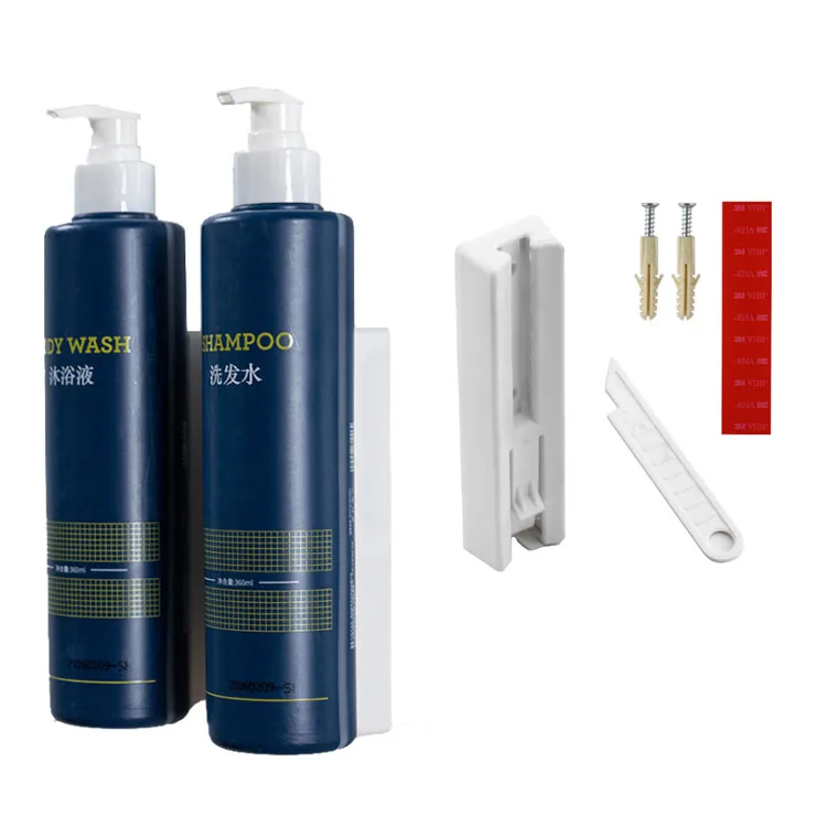 360 ML Invisible Lock Wall Mounted Manual Refillable Shampoo Bottle Soap Dispenser and Conditioner Dispenser for Hotels