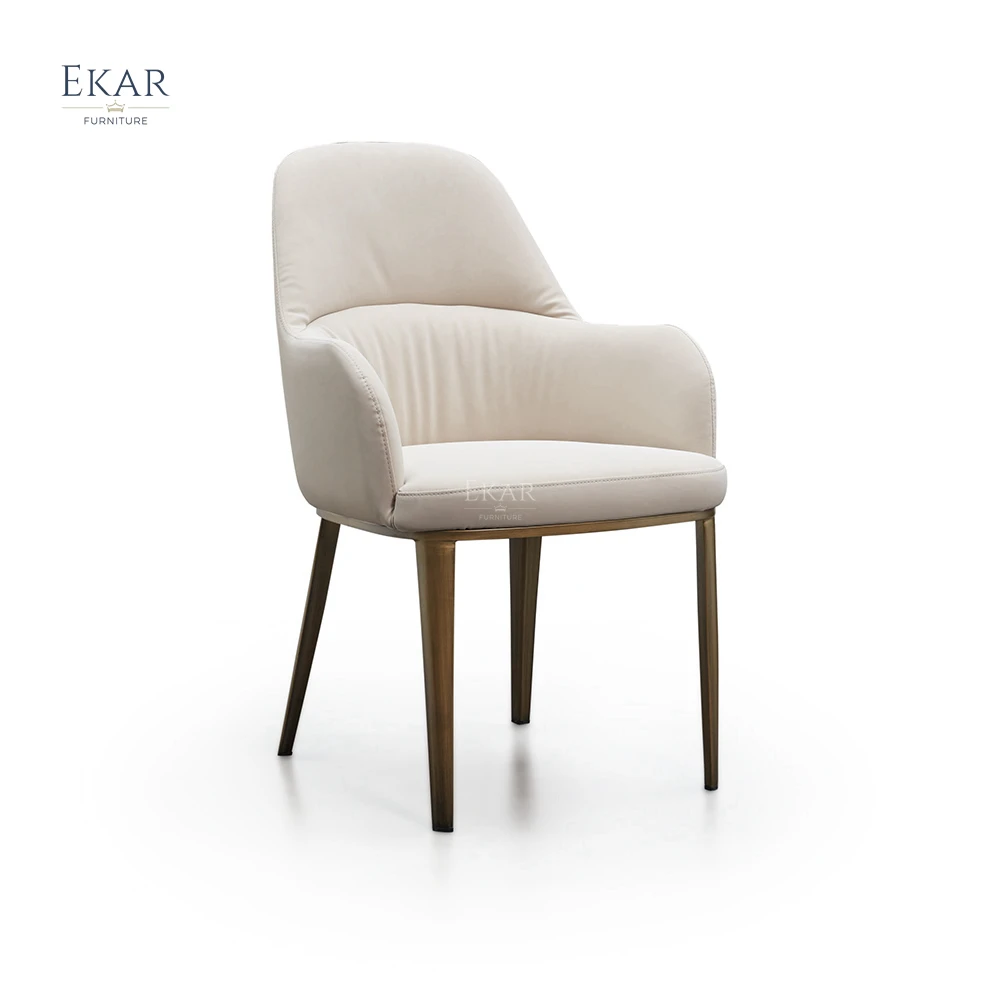 EKAR FURNITURE เก้าอี้อาหารอ่อนที่ใช้ในเวลาว่าง เก้าอี้อาหารห้องอาหารหนังที่ทันสมัย