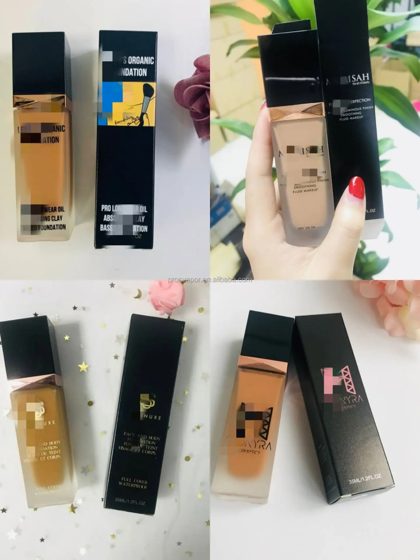 Wholesale Bulk Foundation Makeup 8 Color Liquid Make Up Foundation Light Dark Glass Luxury