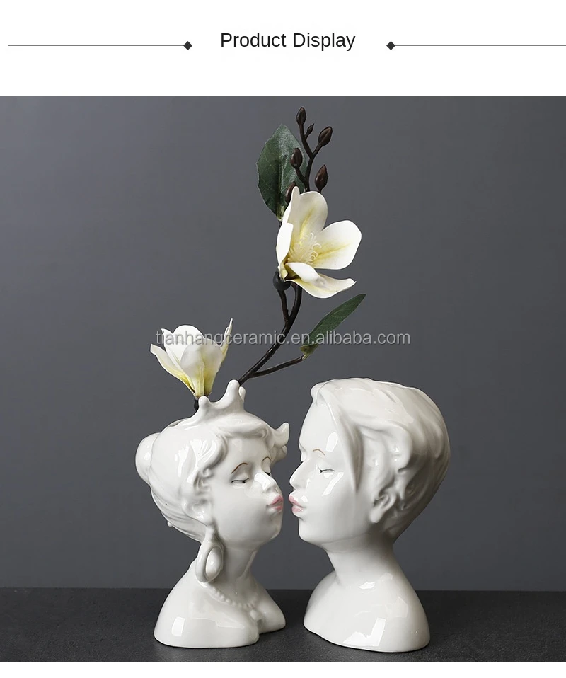 Nordic style porcelain Couples body Statue Ceramic Flower Vase for wedding Gifts Home Office Decor.jpg