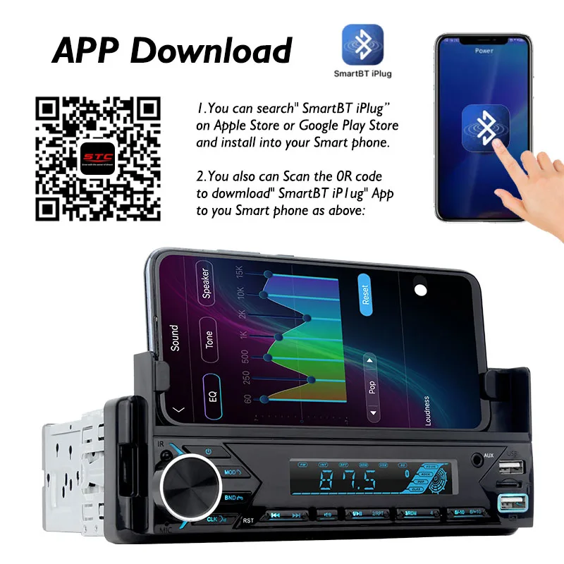 STC Digital BT FM Multimedia Player 1Din Car Radio Stereo Player Car MP3 Player with Phone Holder Sexy Video Mp3 Download