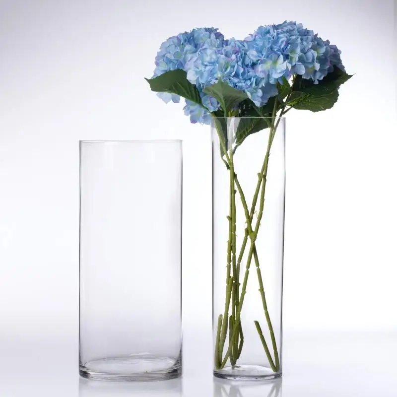 Высокий цилиндр на заказ Цветочная абстрактная зеленая квадратная стеклянная ваза для свадебного