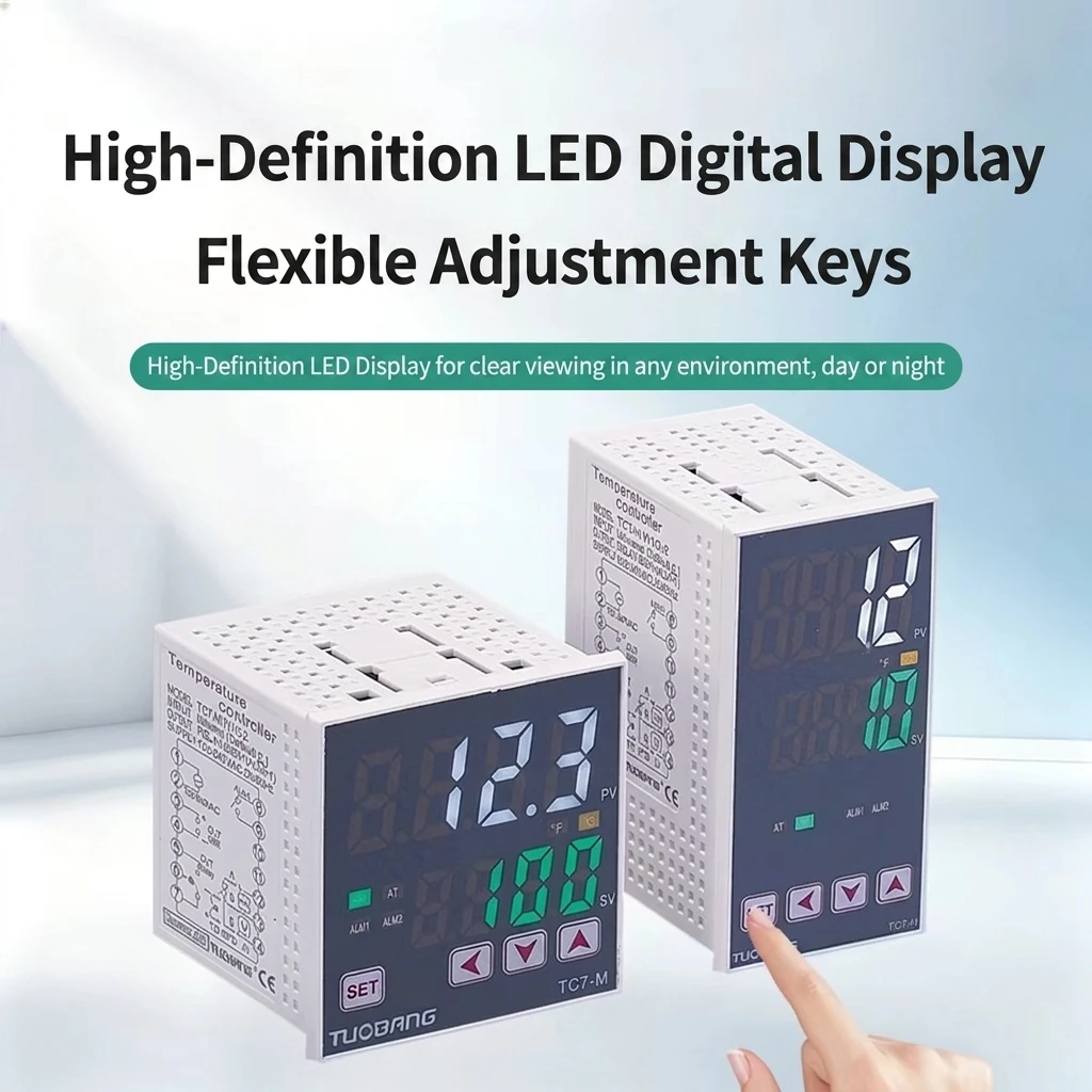 TC7 Smart Temperature Controller K Pt100 Input Relay SSR Output  Panel Size Heating Cooling Pid Temperature Control