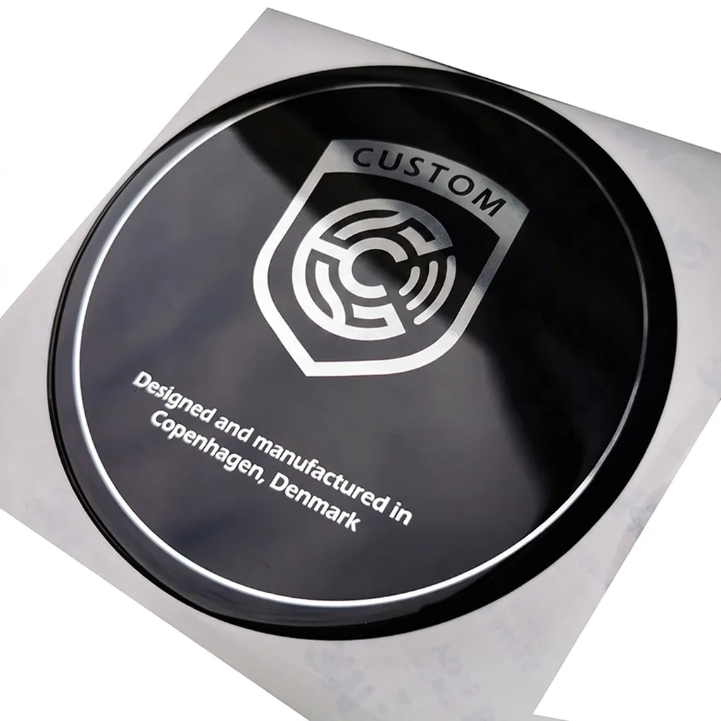 Full Color Printed Vinyl Substrate 3D Crystal Decal Flexible PU Gel Doming Metallic Labels Adhesive Resin Domed Epoxy Stickers