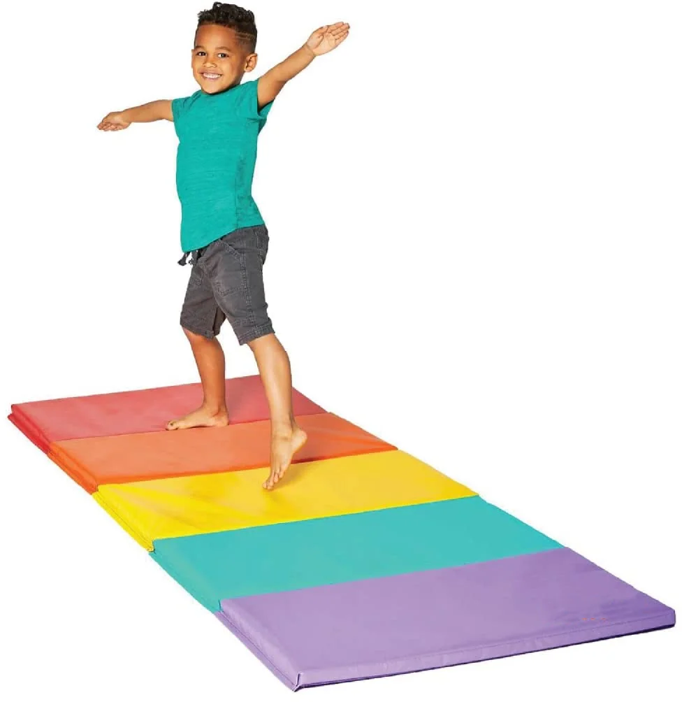 Rainbow Color Safe Active Play Exercise Mat Multi-Use Kid Tumbling Mat ...