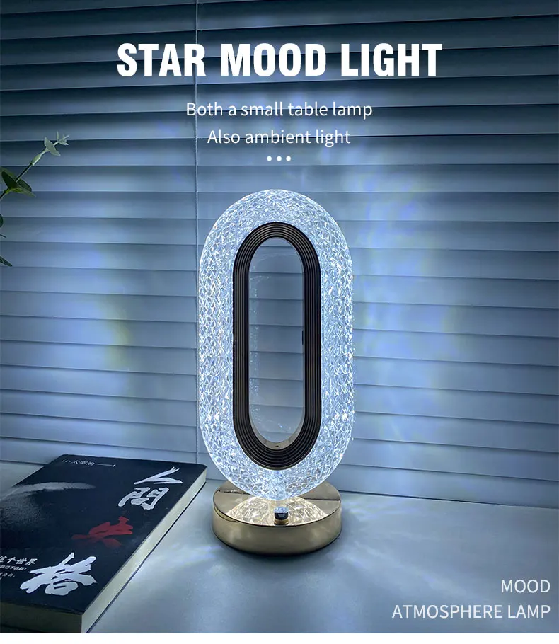 Factory Wholesale New Morden Hotel Rechargeable Usb Touch Crystal Acrylic Home Bedroom Living Room Luxury led Table Lamp manufacture