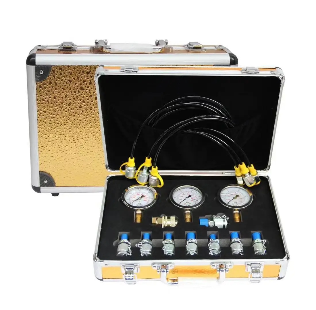 Kit Testeur De Pression Hydraulique - 3 Manomètres (250, 400, 600 Bar) Avec Tuyaux Et Raccords