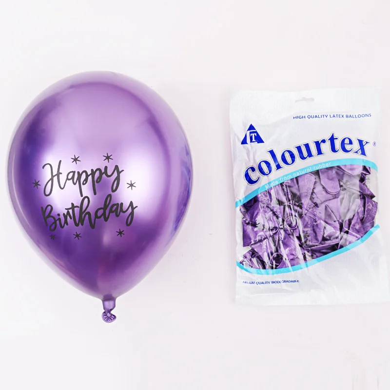 Chrome Balloons Multicolor Happy Birthday Metallic Balloons 12 Inch Latex Metallic Balloon for Women Kids Baby Shower Party