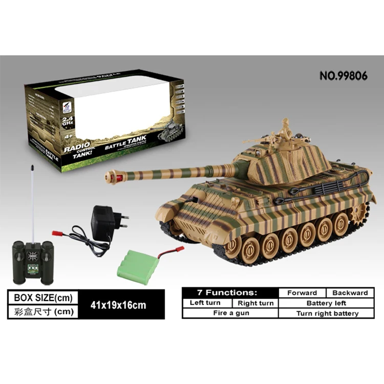 Hot Selling 99806 1/28 Scale 2.4GHz Full Function 9 Channels RC German Tiger Infrared Tank Model Toy With Light and Music